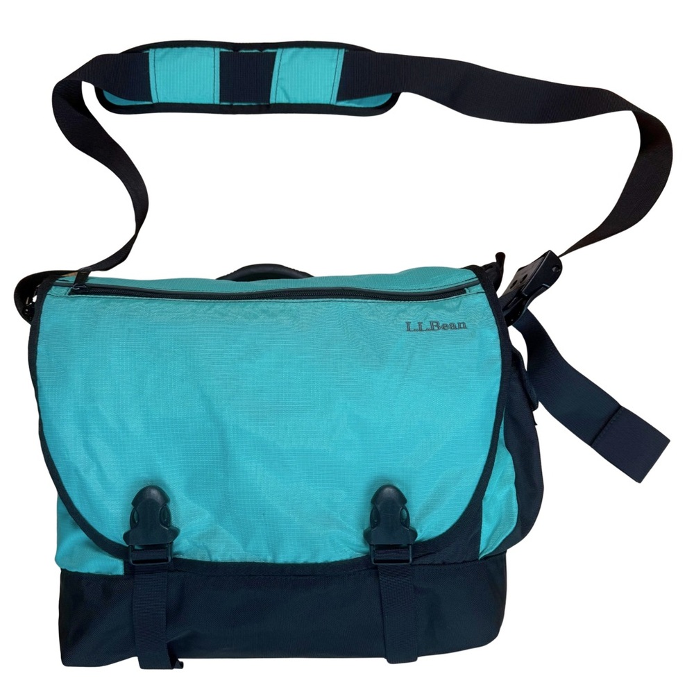 L.L. Bean Teal Blue/Green Nylon Laptop Padded Messenger